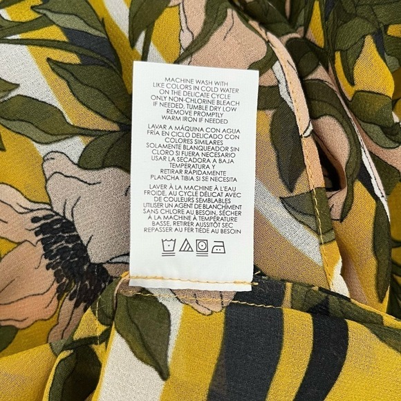 Cabi Spring Scene Yellow Floral Bell Sleeve Sheer Blouse Top, Size Small - Picture 11 of 12